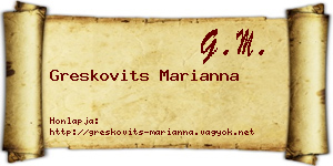 Greskovits Marianna névjegykártya